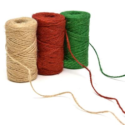 China Sustainable High Quality 2 Strand Twisted Jute Tie 1.5mm Colorful Jute Rope for sale