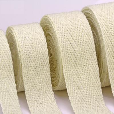 China Eco-friendly 100% cotton twill high tenacity webbing herringbone tape for clothes and bags in stock for sale