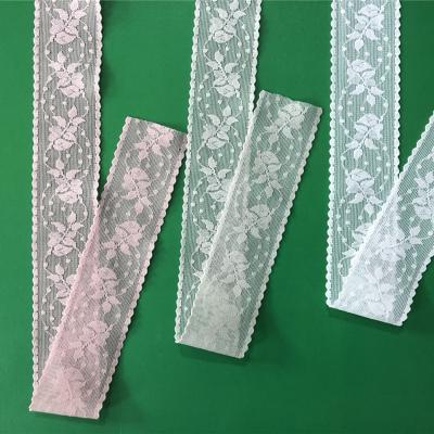 China Sustainable High Quality 3 Cm Stretch Lace Up White Color Elastic Lace Trims For Women Underwear for sale