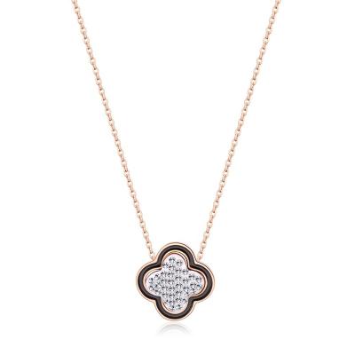 China New Design Vintage Four Leaf Clover Chain Necklace Black Rose Gold Plated Stainless Steel Modern Fashion/Fashion Jewelry Pendant Gift For Her for sale