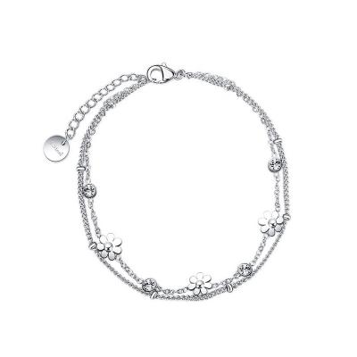 China 100% Fashion Jewelry Diamond Ornament Strand Flexible Chain Bracelet Fancy Floral Artificial Zircon Bracelet Tasty Gift for sale