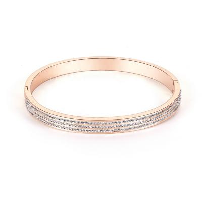 China Modern Jewelry CZ Diamond Paved Rigid Band Bracelet Fashion/Vintage Bling Fashion Stretching New Design Minimalist Bracelet Romantic Jewelry Gift for sale