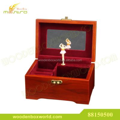 China Real Wood Art Design Wooden Jewelery Case with Ballerina Music Movement for sale