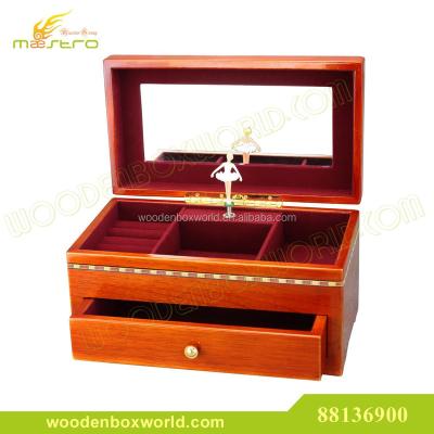 China Real Piano Wood Glossy Lacquer Ballerina Music Movement Elegant Jewelry Box for sale