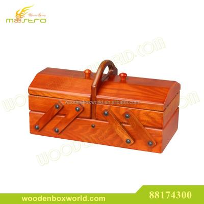 China Handmade Cantilever Wooden Box Sewing Basket for sale