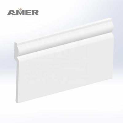 China AMER White Modern Wainscoting Quick Install Eco-Friendly Water Proof Baseboard Mold Skirting Molding for sale