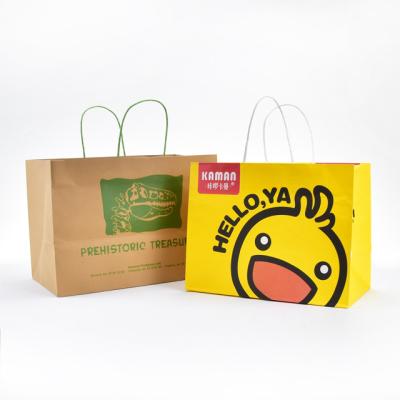 China Recycled Materials Customized Wholesale Promotional Logo Luxury Recycle Kraft Paper Shopping Bag for sale