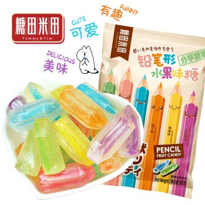 China Natural hot sale chinese tasty candy crayon shaped colorful soft fruit flavor candy hard candy with plain inner package for sale