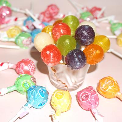 China Full Size Top Selling 6 Flavors Round Candy Flavor Soft Lollipop Multicolor Hard Candy Fruity Lollipop for sale