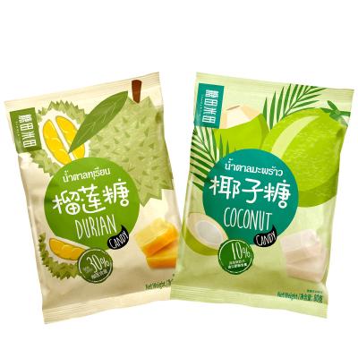 China Natural high quality coconut and durian flavored candy cream cube forms fruity flavors chewable candy for sale