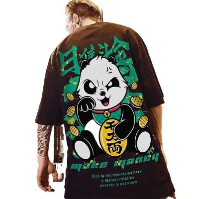 China Breathable Large Size Men's Plus Size Guochao Panda Fat Man Short Sleeve T-shirt Loose Brand Couple Dress Half Sleeve 8XL for sale