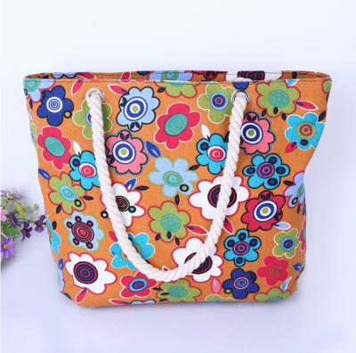 China 2021 Fashion Hot Selling Carry Bag For Beach Printed Beach Bag Cotton Canvas for sale