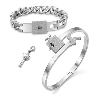 China Wholesale Trendz Trendz Top Rank Couple Bracelets Fashion Lock Titanium Steel Bracelets for sale