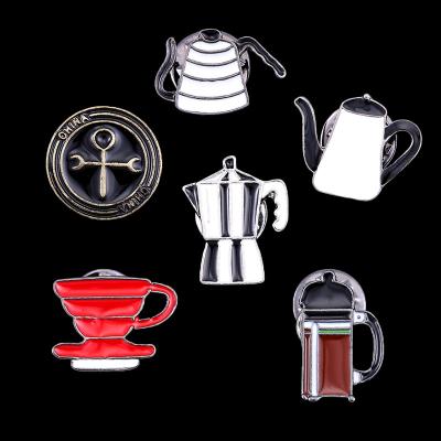 China Custom Enamel Pin China Coffee Pot Badge Soft Alloy Metal Enamel Pin for sale