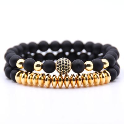 China 2019 CLASSIC Handmade Beaded Bracelet 8mm Micro Pave Natural Stone Bead Bracelet For Men for sale