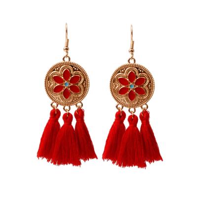 China Wholesale FASHIONABLE Flower Simple Bohemian Women's Trendz Tassel Earrings for sale