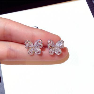 China Trendz Fashionable Korean Temperament 925 Sterling Silver Needle Butterfly Women Stud Earrings for sale