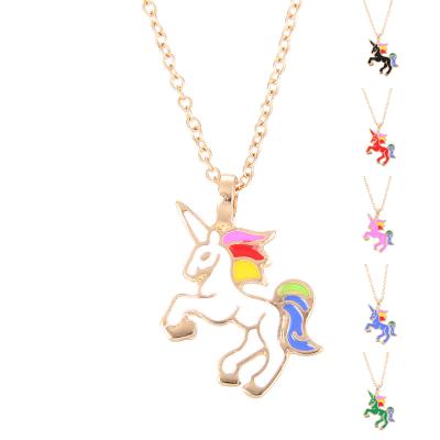 China Children's cute hot sale creative design unicorn pendant necklace for sale