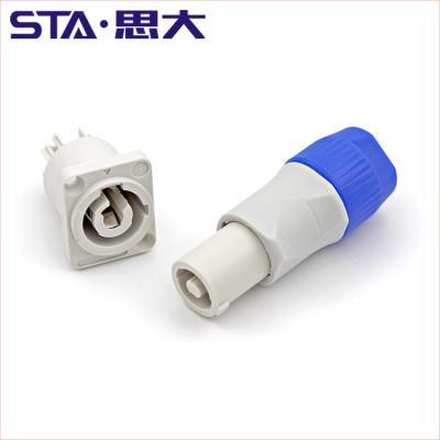 China audio & Video Screw LED Screen Plastic Blue White Blue White Pole Plug 3 Locking Cable Connector HP-3-FG NAC3FCB NAC3MPB-1 IP44 for sale