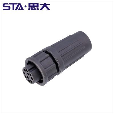 China Z108 Straight Male Female Power Socket Threaded Bayonet Coupling Waterproof Plastic Connector for sale