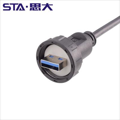 China Lighting USB 3.0 2.0 Outdoor Advertising Box Male Threaded Extension Wire Overmolded With Cable for sale