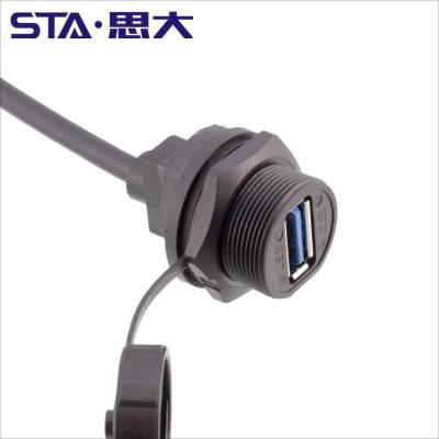 China Waterproof IP67 Automotive Panel Mount USB3.0 USB2.0 Female To Male Type Extension Cable for sale