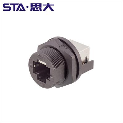 China IP67 Ethernet Automotive Outdoor Front Attached Panel Mount Connector RCP-5SPFFH-SC87001 LAN Network Extension Adapter Coupler RJ45 for sale