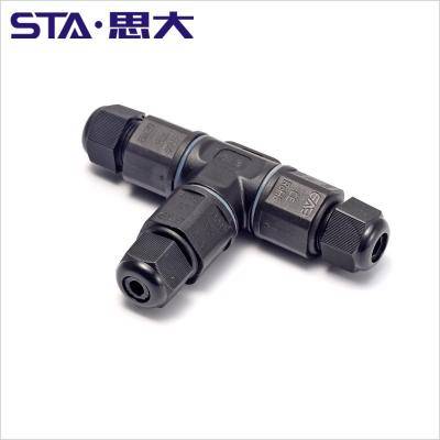 China LED Waterproof IP68 IP67 Led Butt 2pin 3pin Screw Connector EM20 T Type Indoor Outdoor Lighting Cable Connector for sale