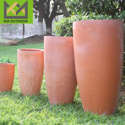 China Eco-Freindly Modern White Fiberclay Ceramic Planter Big Cement Outdoor Planter Pot Patio Garden Pots For Plant for sale