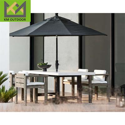 China Modern Modern Style Outdoor Indoor Furniture  Garden Rectangular Dining Table Home Aluminum Frame Concrete Table for sale