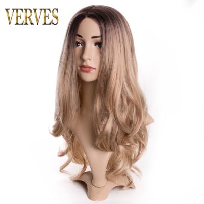 China Synthetic Body Wave Hair Wigs For Women, 24 Inch Cosplay Afro Wigs, Ombre Color Blonde Hair Long Wholesale for sale