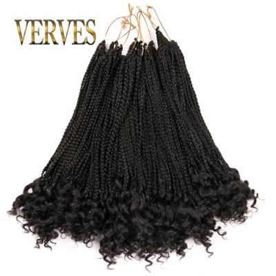 China Synthetic Fiber Box Braids Hair Synthetic 14 Inch and 18 Inch Crochet Hair Extensions 24 Strands / Bundle Ombre Braiding Hair Curly End Twist for sale