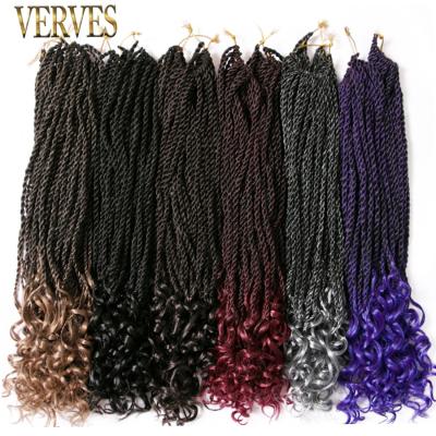 China Synthetic Senegalese Ombre Twist Braid Twist Crochet Braids Hair 18 Inch 30 Strands / Bundle Hair Synthetic Bulk Braiding Extension for sale