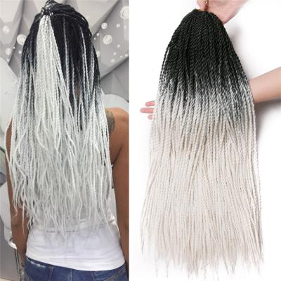 China High Temperature Synthetic Fiber Grey, Blue, Pink, Brown Ombre Senegalese Twist Crochet Braids 24 Inch Roots 30/Pack Synthetic Hair For Women for sale