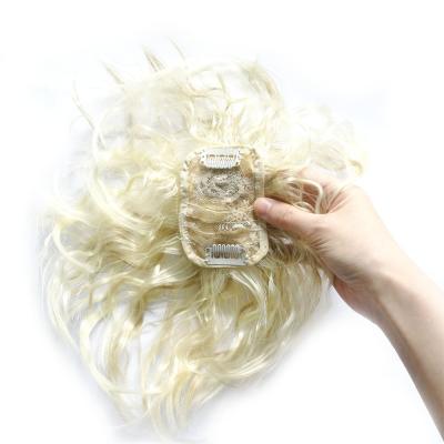 China Beauty Hair Salon Natural Synthetic Wig Top Fills Short Fluffy Curly White Hair Wigs Female Invisible Top Refills Hair Accessories for sale