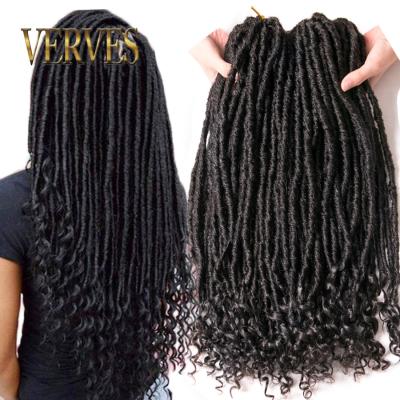 China High Temperature Crochet Faux Curly Fiber Locs Braids Hair Extensions 18 Inch Synthetic Hair Braids Dreads Hairstyle Ombre Goddess Locs Hair Extension for sale