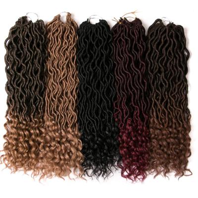 China Regular Wave Curly Crochet Braid Hair Extensions 18 Inch 24 Strands / Bundle Afro Brown Black Locs Synthetic Braiding Hair Ombre for sale