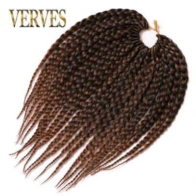 China Synthetic fiber short 14 inch box braids hair ombre crochet hair extensions 22 roots/pack Afro synthetic hair brown blonde, black color for women for sale