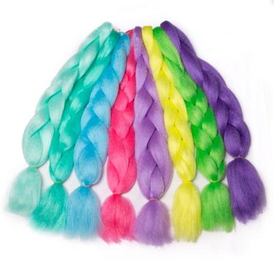 China Yaki Colored 10 Pieces Hair Extensions Braiding Pure Colored Glowing Braids Synthetic Hair Inch 100g/piece Braids Bright 24 for sale