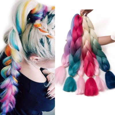 China Synthetic Braiding Hair Wholesale 10 Piece Cheap Jumbo Braid Synthetic Hair Pre Stretched Crochet Hair 24 Inch Ombre Braiding Hair For Women Extensions for sale