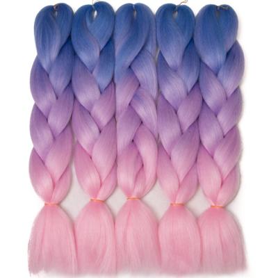 China Synthetic Hair Synthetic Braiding Hair Pre Stretched Crochet Hair 24 Inch Ombre Braiding Hair For Women Extensions Wholesale Cheap Jumbo Braid for sale