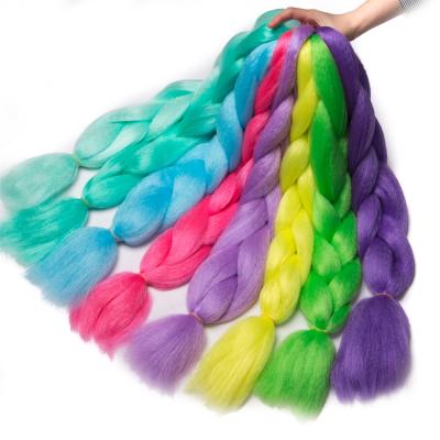 China 100g/piece Pure Colored Yaki Hair Extensions 24 Inch Pure Colored Synthetic Hair Glowing Braids Bright Braiding Braids for sale