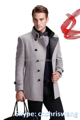 China Anti-shrink fashionable men's gray woolen coat for sale