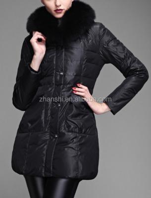 China Latest European Style Winter Ladies Anti Shrink Down Jacket With Real Fur Collar for sale