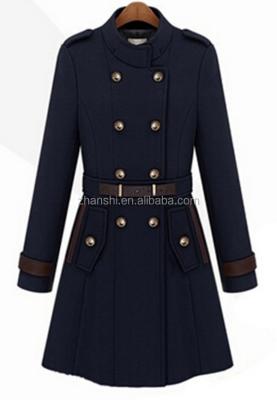 China 2015 New Collection Women's Long Anti-Shrink Double Breasted Woolen Coat for sale