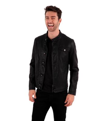 China Latest design plus size vintage motorcycle man pakistan pu faux leather jacket for men with zipper wholesale for sale