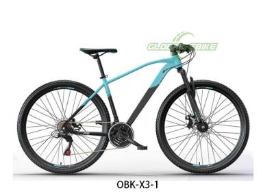 China OBK-X3 Steel Frame Disc Brake Mountain Bike With Shimano 21 Speed Red Blue Tires for sale