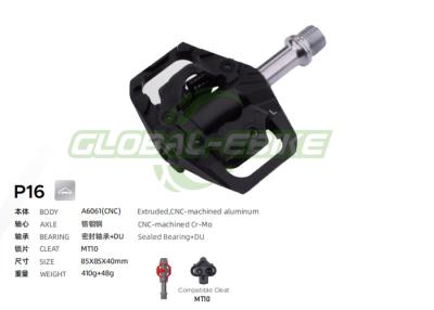 China Rodamiento sellado negro DU Pedal de bicicleta de montaña de carretera conjunto de máquina CNC Cuerpo de aluminio MT10 Cleat en venta