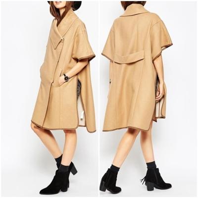 China Wholesale wool-blend anti-pilling cape new fashion anti-pilling clothing with funnel neck women coat for sale