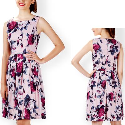 China OEM Service Antistatic Hot Sale Women Casual Dress Anti-Static Vintage Inspired Floral Print Chiffon Slim Fit Dress With Shoulder Straps for sale